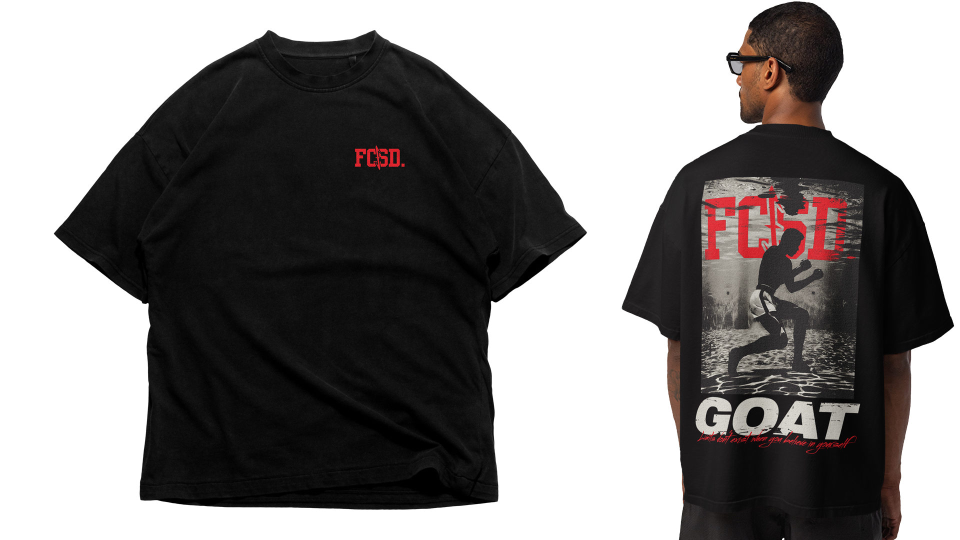 Camiseta negra GOAT con gráfica trasera de boxeador